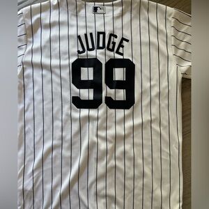 Youth New York Yankees Aaron Judge MLB White Home Game Player Jersey Size Large